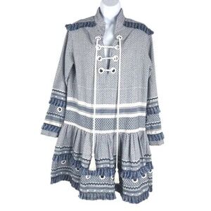 Dodo Bar Or Gadielle Short Blue White Boho Dress Caftan Small